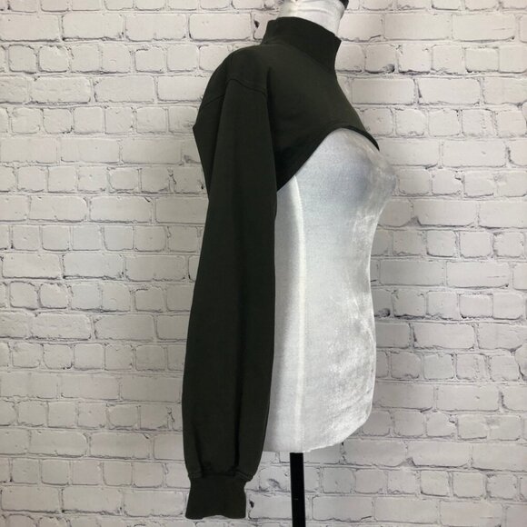 Lululemon LA Super Crop Mock Neck Turtleneck Long Sleeve Dark Olive - Picture 2 of 5